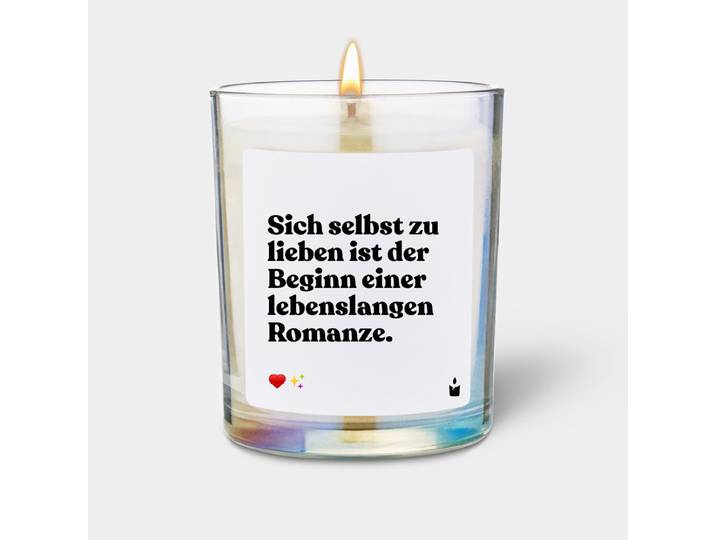 Duftkerze Rainbow Flowery Sich selbst zu lieben ist der Beginn einer lebenslangen Romanze.