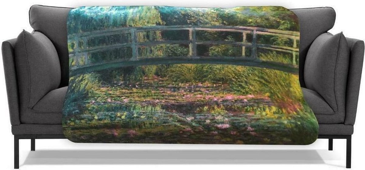 Dunne Fleecedeken Plaid met Claude Monet Japanse Brug - 150 x 120 cm
