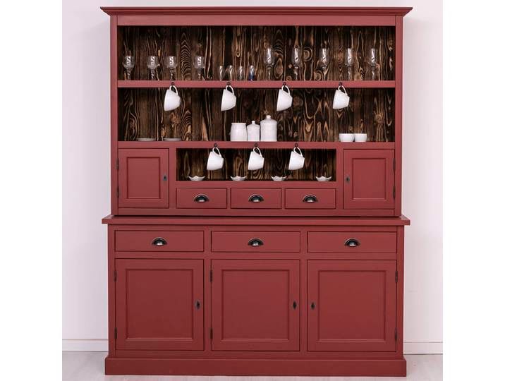 Rustikaler Esszimmerschrank Massivholz bordeaux