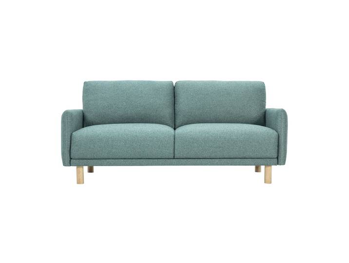 Canapé design 3 places en tissu vert de gris et bois clair BONO