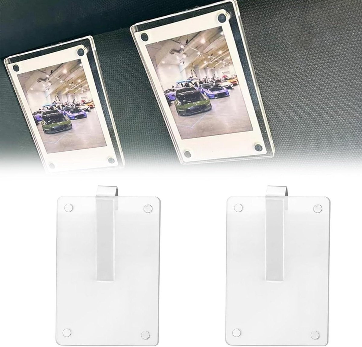 Set van 2 gepersonaliseerde magnetische auto-zonnekleppen met fotolijst op maat gemaakt