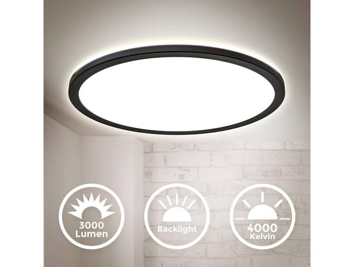 B.K.Licht - LED Deckenlampe mit indirektem Licht, ultraflach, neutralweiße Licht