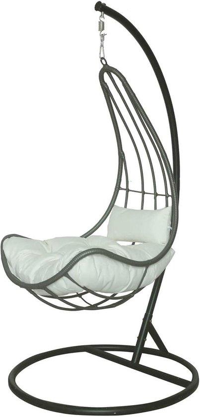 Hängestuhl Cocoon aus Polyrottan mit Gestell, Sitz- und Rückenpolster - Hängestuhl, Schaukelstuhl für den Garten - Hängesessel Cocoon