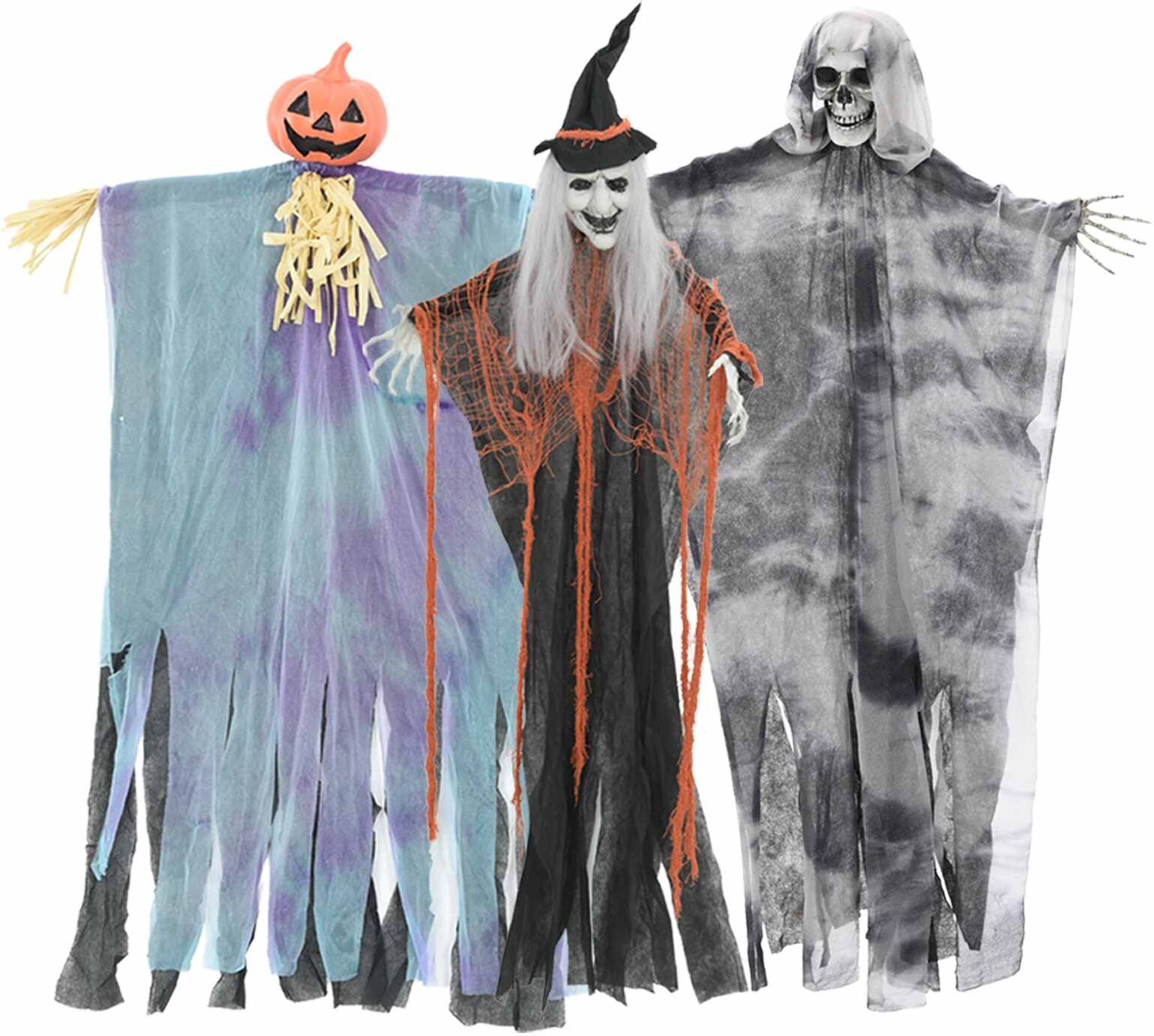 vidaXL Fantôme Suspendu Halloween 3 pc Multicolore 61 x 97 cm
