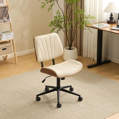 No PU Trapezoid Curved Back Swivel Office Chair