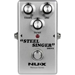 NUX Steel Singer Overdrive Pedal Effektgerät (E-Gitarre, Gitarre), Effektpedal, Silber