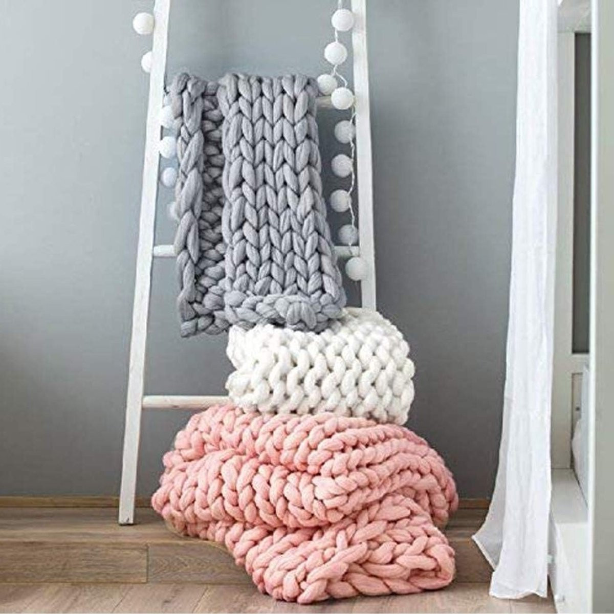 OmGoods Dailygoody Gezellige Chunky Gebreide Deken - Veelkleurig - Handgemaakt