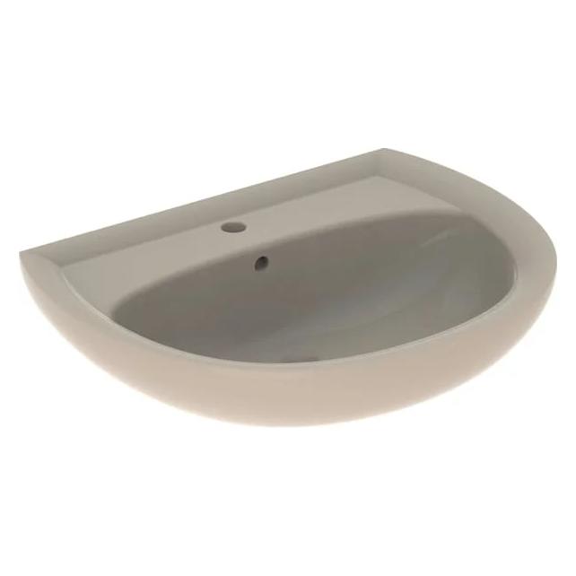 Geberit Renova Waschtisch: 65x51cm, Hahnloch=mittig, Überlauf=sichtbar, symmetrisch, bahamabeige (223065080)