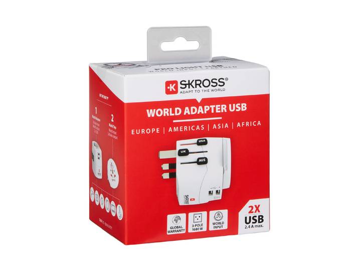 Skross Reiseadapter PRO World - World + 2xUSB-A 3-