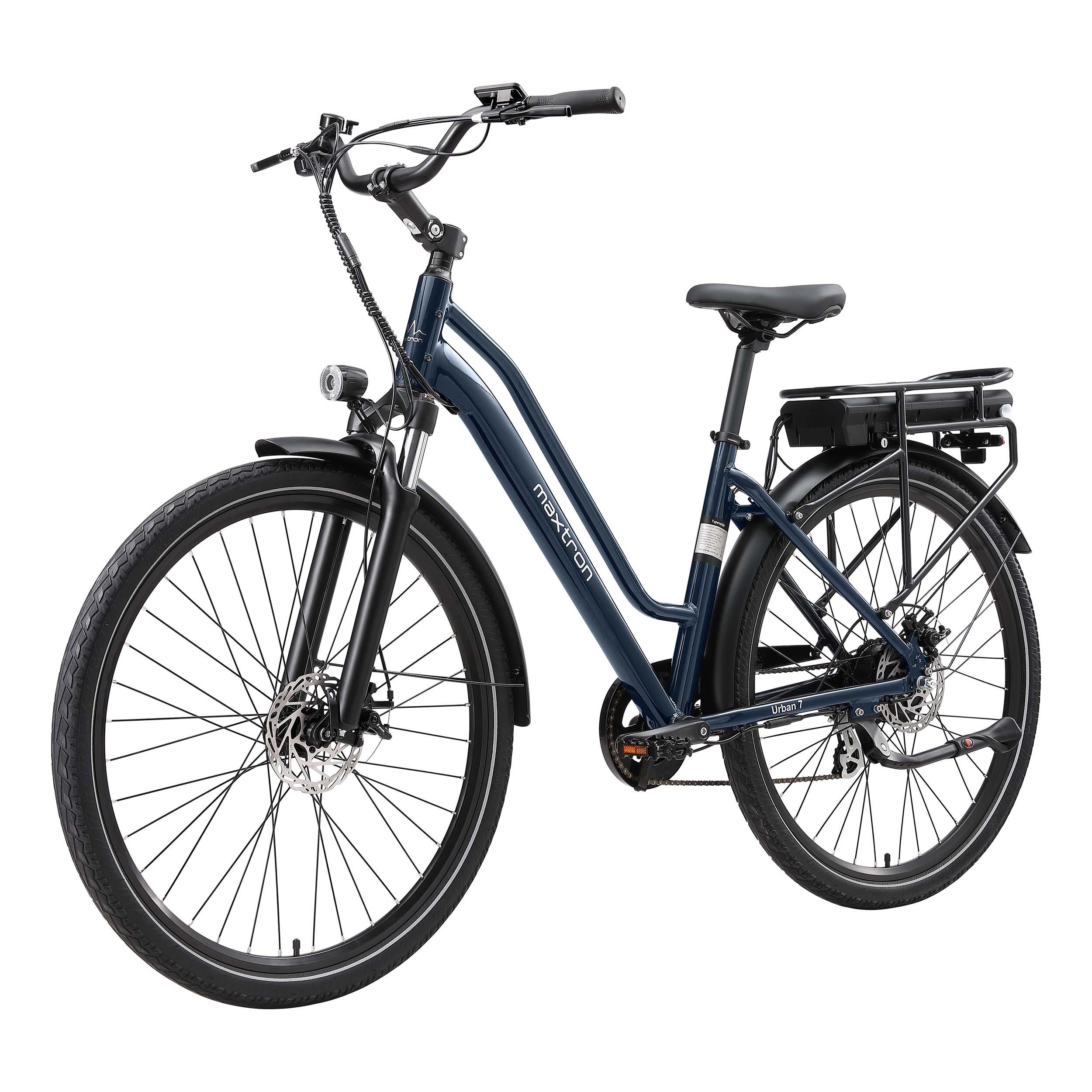 Maxtron E-Bike Cityrad Urban 7 Elektrofahrrad, 7-Gang Shimano, Heckmotor 250W, 460.8Wh LG Akku 12,8Ah, Damen Senioren Tiefeinsteiger, 70km, 25 km/h