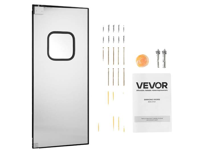VEVOR Porte battante 917 x 78 x 2133 mm\, panneau simple\, adaptée aux ouvertures de 91 x 213 cm\, porte commerciale en acier inoxydable\, idéale pour un usage privé