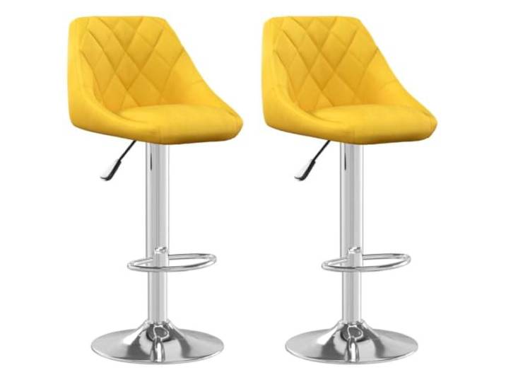 HKLGBVCR Barhocker, Velours, Senfgelb, 2-teilig, mit Gaskolben Weicher Velours, verchromter Stahl, 360° drehbar, höhenverstellbar, Fußstütze, 110 kg