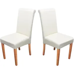 Mendler 2er-Set Esszimmerstuhl Stuhl Küchenstuhl Novara II, Leder ~ creme, helle Beine