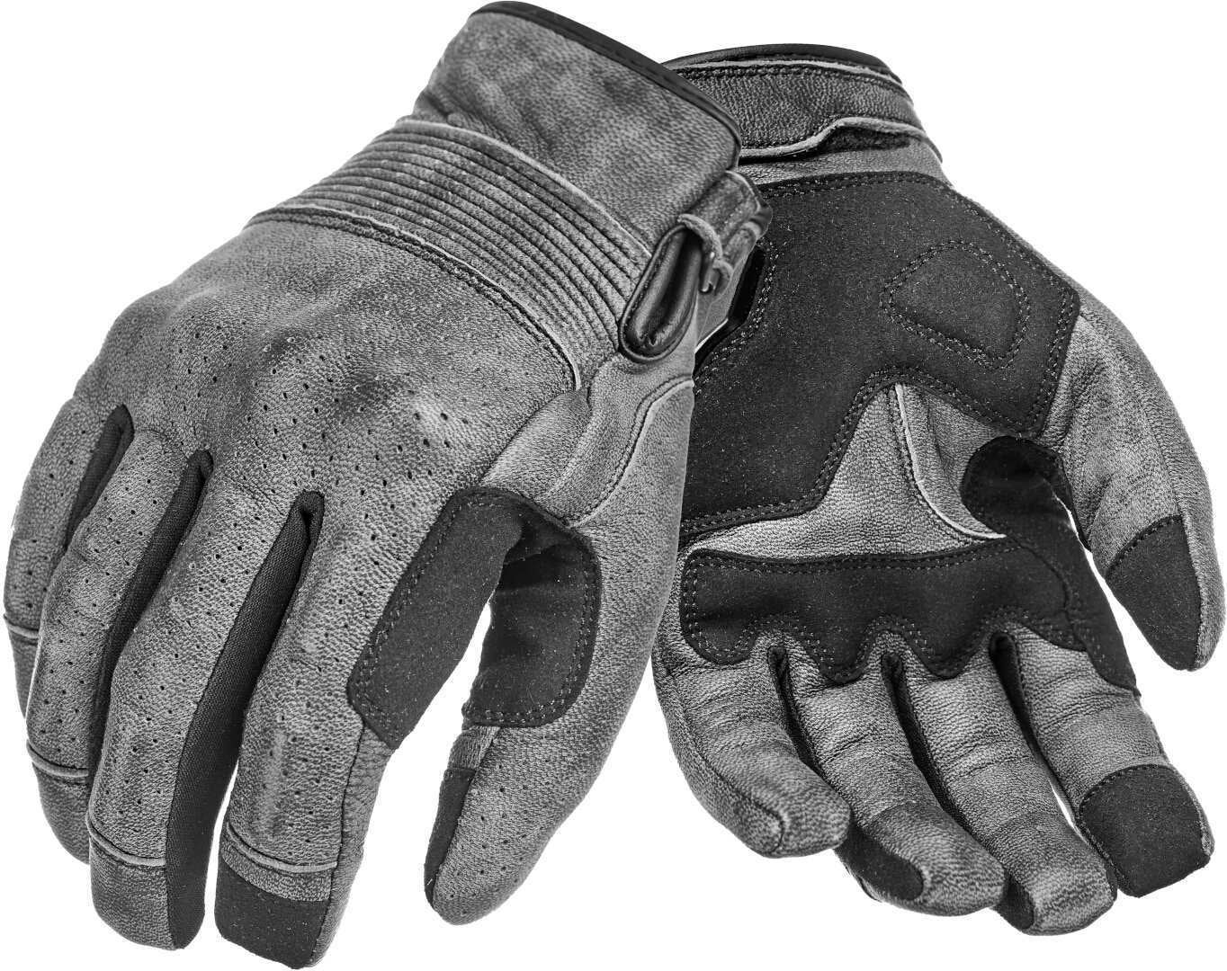 Pando Moto Onyx Black perforierte Motorrad Handschuhe ONYX-GREY-XS