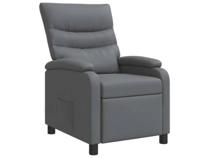 YUTAASU Gray Faux Leather Recliner Chair Adjustable Backrest 115-160 Degree Recline, Sturdy Metal Frame, Plush Foam Cushion, Easy Clean, Modern Living Room