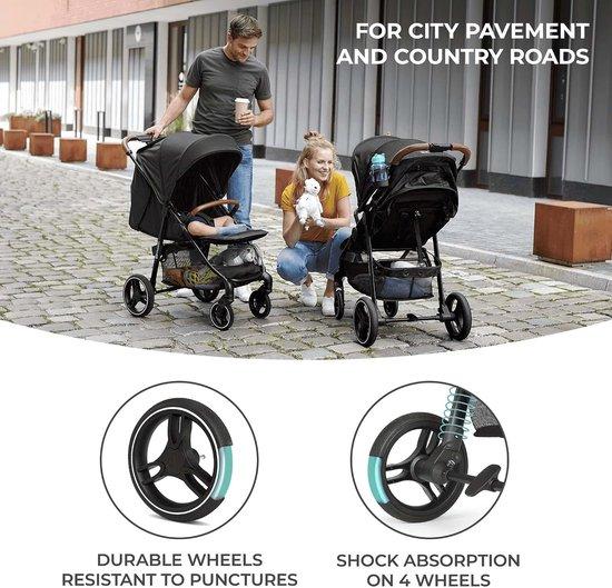 Leichter Kinderwagen - Buggy für Babys - Ideal für Reisen mit Baby - Faltbar mit einer Hand - Bis 22 kg - Schwarz