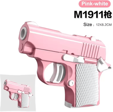 Uplift Curations Mini 3D Gravity Printed Toy Pistol Model Fun Stress Relief Gift For Kids And Adults pink white