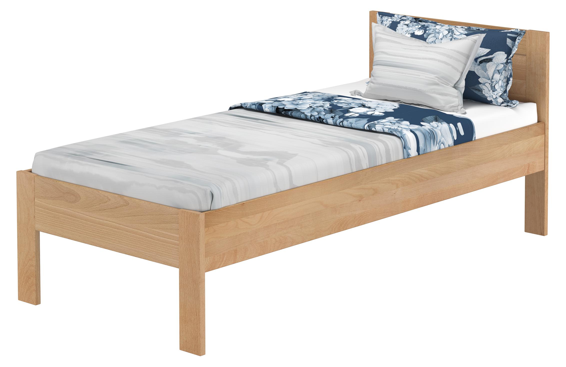 Zeitloses Einzelbett 90x200 Buche massiv lackiert mit Zubehör V-60.26-09ohne Zubehör