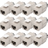 Cat.6a Keystone-Modul, geschirmt silber, 12 Stück, mit intelligentem Kabelmanager