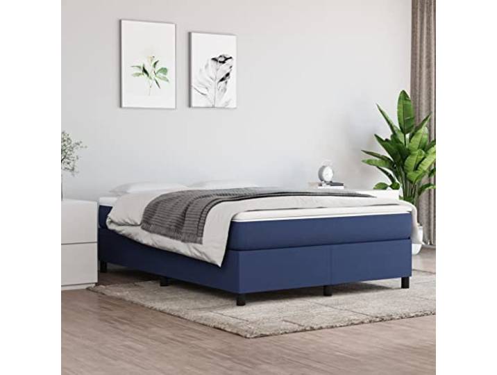 RJPLMFV Lattenrost mit Matratze, Blau, 140 x 190 cm, Stoff Taschenfedern, feste Halterung, atmungsaktiv, Sperrholzleisten, Bedienungsanleitung im Lieferumfang enthalten