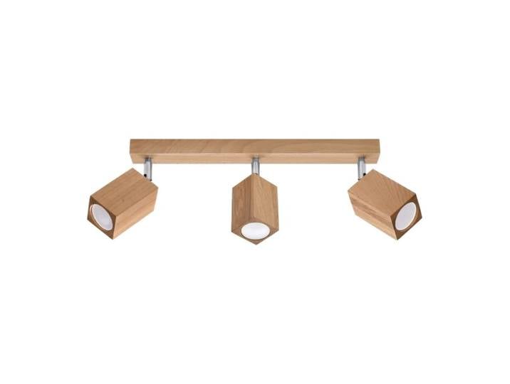 Plafonnier avec 3 spots rectangulaires en bois