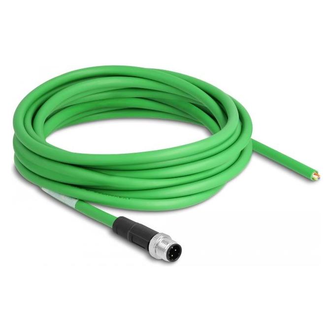 Delock Netzwerkkabel M12 4 Pin D-kodiert zu offenen Kabelenden PVC 5 m (SF/UTP, CAT6a, 5 m) (87848)