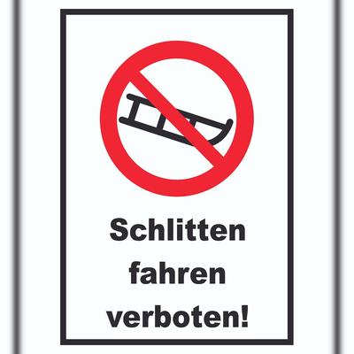HB-Druck Schlitten fahren verboten Schild A3 Rückseite selbstklebend
