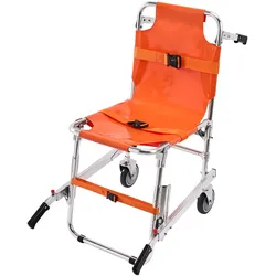 VEVOR EMS-Treppenstuhl 159kg Tragfähigkeit faltbarer Notfall-Treppensteigrollstuhl aus Alu mit 2 Rädern tragbarer Treppenlift Krankenwagen Feuerwehrmann Evakuierung für ältere Menschen und Behinderte