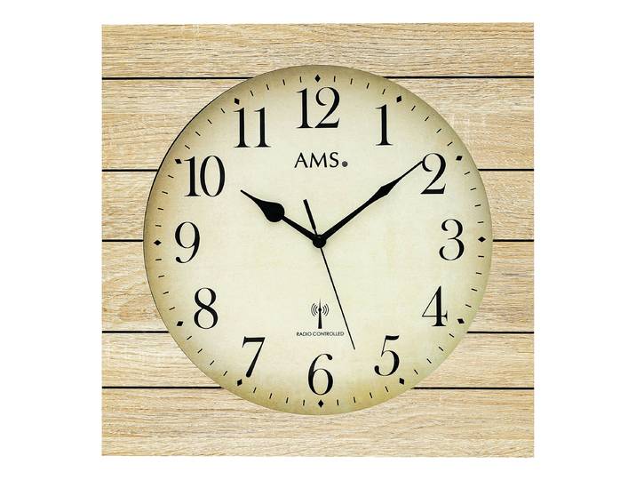 Funk-Wanduhr Chepu Typ A Holzgehäuse 34 x 34 x 5cm Multicolor/Asteiche Dekor