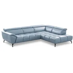 Ecksofa Alba Leder Blau Blue