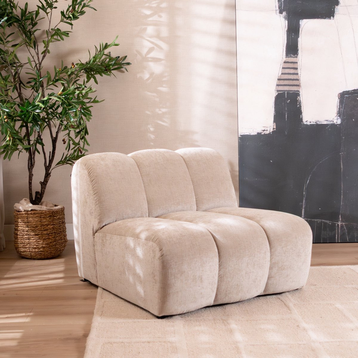 Bronx71 Fauteuil Luca Lounge in Chenille Sand