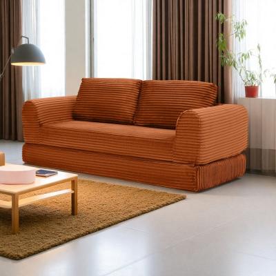Corduroy Convertible Sofa Bed with Pillows and Pull-Out Bed
