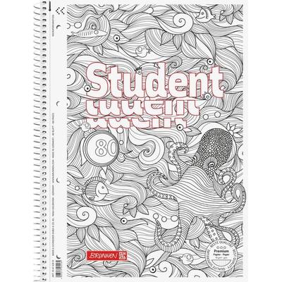 Brunnen Collegeblock Premium Student KRAKE ZENart, A4 Lineatur 28, weiß, von , Brunnen