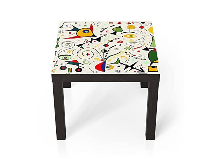 DEQORI Glastisch schwarz klein 55x55 cm Motiv Surreale Gestaltung ausgefallener Beistelltisch aus Glas Hochglanz Couchtisch fürs Wohnzimmer moderner Couch Tisch mit Design