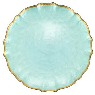 viva by VIETRI Baroque Glass Aqua Dinner Plate
