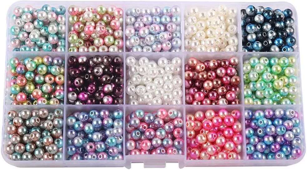 INF Kunstperlen-Set - 15 Farben zum Schmuckbasteln 8 mm