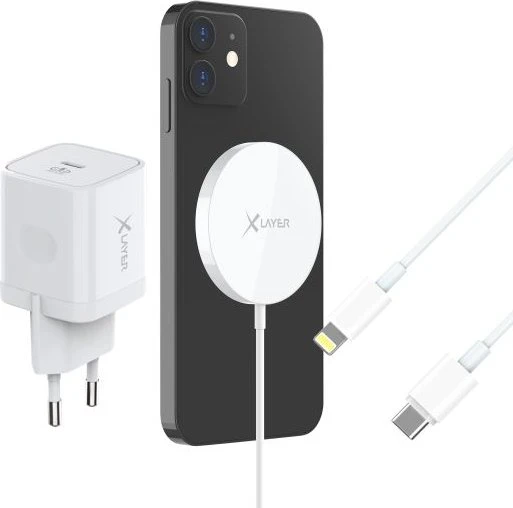 XLAYER Wireless Magnetic Starter Set Induktive Ladestation weiß 1,0 m, 15 Watt