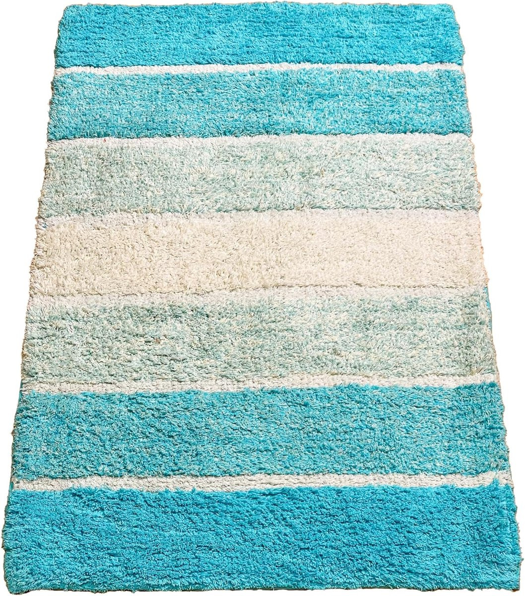 Zeer absorberende badmat in aqua turquoise, 47 x 61 cm
