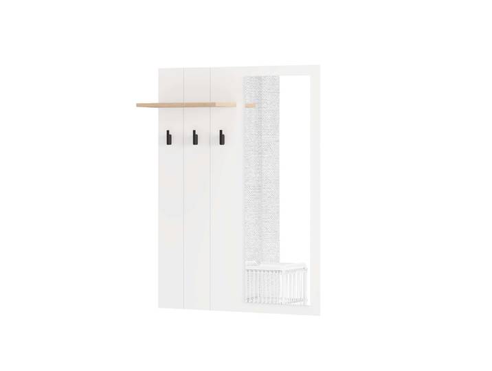 Garderobenpaneel HOME AFFAIRE Bedford, Wandregal Wandpaneel, Wandgarderobe praktisch & stillvoll , opaque weiß, B:76,5cm H:102cm T:19,5cm, Glas, Holzwerkstoff, MDF, Garderobenpaneele, Garderobenpaneel, mit 3 Kleiderhaken, Spiegel und Ablage für Accessoires, Breite 76,5 cm