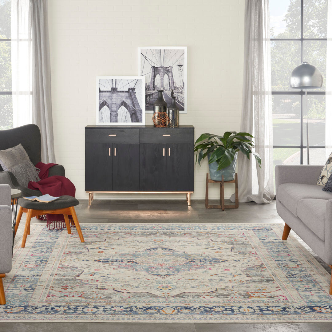 Langley Street Neve Oriental Area Rug Blue/Beige Rectangle 160 x 230cm