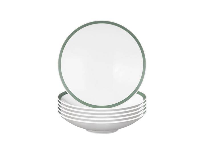 PASTA-/SUPPENTELLER Life Nature Baumstruktur weiß-grün ø 23 cm 6er Set