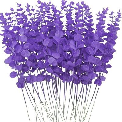 Discount Dollar Deals Artificial Plants Eucalyptus, Leaves For Christmas Home Wedding, Wall Wreaths Decoration DIY Gift violet 10pcs