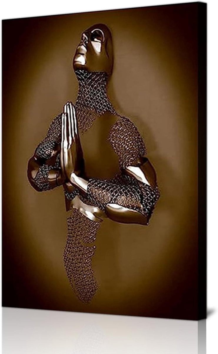 Abstract Metaalfiguur Wandbeeld voor Woonkamer Decoratie - 70 x 100 cm
