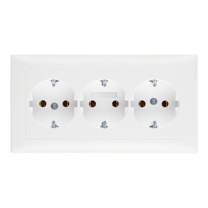 Berker 3fach-Steckdose SCHUKO m.Abdeckplatte 47661909)