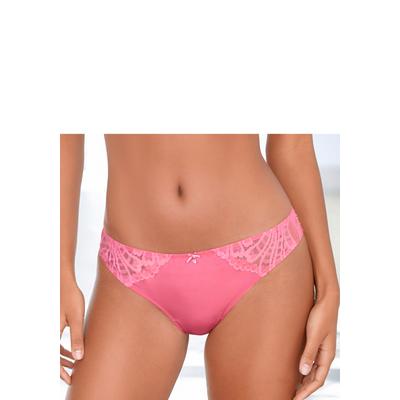Tanga LASCANA "Flora", Damen, Gr. 44/46, Spitze, pink, Spitze, Obermaterial: 89% Polyamid, 11% Elasthan, Unterhosen Tanga, hinten aus leicht transparenter Spitze