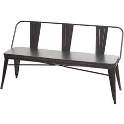 3er Sitzbank MCW-H10, Garderobenbank Esszimmerbank, Kunstleder Chesterfield Industrial Gastronomie ~ schwarz-grau