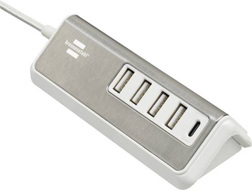 Brennenstuhl USB Ladegerät 20 W 4x USB-A, 1x USB-C USB PD Silber, Weiß Innenbereich