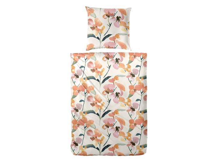 Bettwäsche PRIMERA Renforce-Bettwäsche Orchid , bunt (orange), B/L: 135cm x 200cm, 1 Stk., 1 Stk., Renforcé, B/L: 80cm x 80cm, 2, Renforcé, Obermaterial: 100% Baumwolle, Bettwäsche, Bettwäsche