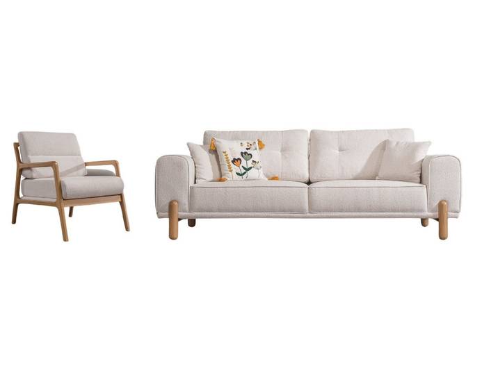Villa Möbel Polstergarnitur Scandi, (Set, Set besteht aus: 3 Sitzer+Sessel), mit Relax-/Bettfunktion durch verstellbare Rückenlehne