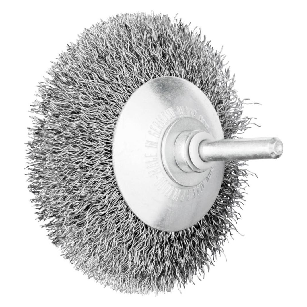 Pferd Kegelbürste ungezopft KBU Ø80x10mm Schaft-Ø6 mm Stahl-Draht-Ø0,30 (KBU 8010/6 ST 0,30)